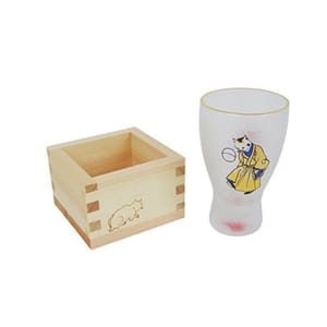 日本清酒杯 日本清酒杯 石塚硝子 枡酒杯 江戶貓手まりねこ 100ml 100ml  正面圖