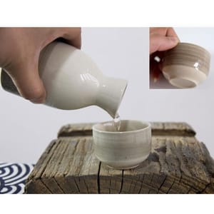 清酒杯 清酒杯 北歐風小清新陶瓷酒杯酒瓶套裝 一瓶兩杯   正面圖