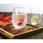 日本清酒杯 日本清酒杯 冷感變色紅葉玻璃杯 一盒2隻 - 限定品   正面圖