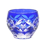 日式切子 日式切子 清酒杯 彩星七寶藍色 1個 正面圖
