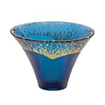 日式清酒杯 日式清酒杯 富士山杯金箔水晶玻璃 金紺藍色 1個 正面圖